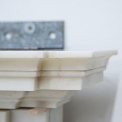 Marble Antique Late Georgian Statuary and Spanish Brocatello Inlay Chimneypiece 