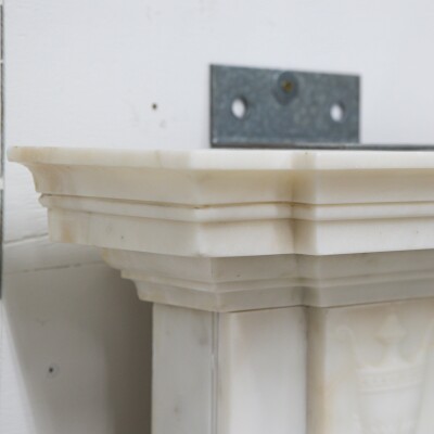 Marble Antique Late Georgian Statuary and Spanish Brocatello Inlay Chimneypiece 