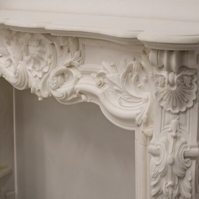 French Louis XV Fireplace Surround in Statuary Marble I Pair available