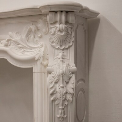 French Louis XV Fireplace Surround in Statuary Marble I Pair available