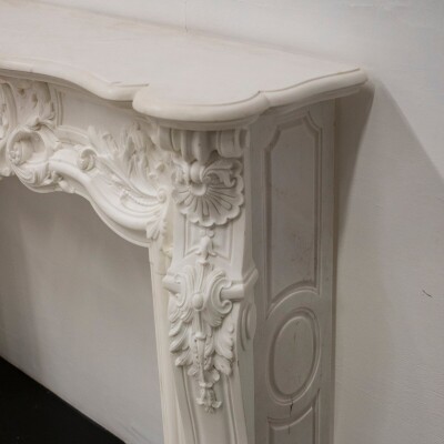 French Louis XV Fireplace Surround in Statuary Marble I Pair available