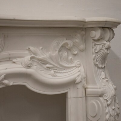 French Louis XV Fireplace Surround in Statuary Marble I Pair available