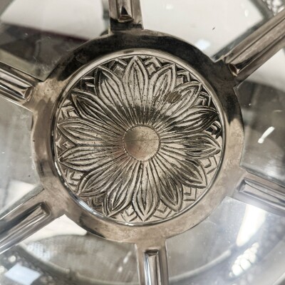 Antique Polished Steel Sphere Globe Pendant Light