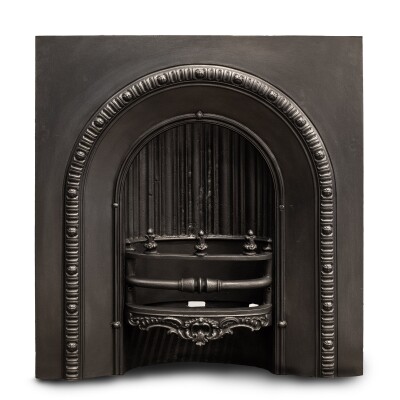 Antique Cast Iron Arched Fireplace Insert With Finials