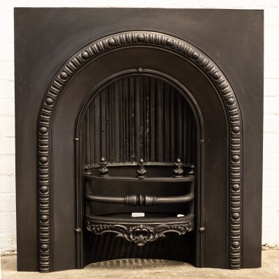 Antique Cast Iron Arched Fireplace Insert With Finials