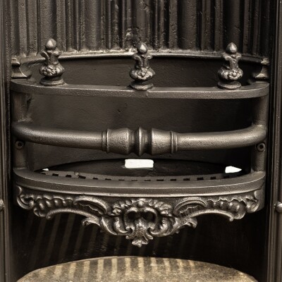 Antique Cast Iron Arched Fireplace Insert With Finials