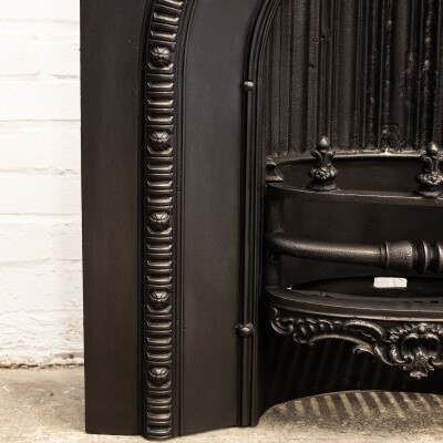 Antique Cast Iron Arched Fireplace Insert With Finials