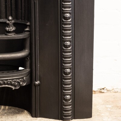 Antique Cast Iron Arched Fireplace Insert With Finials