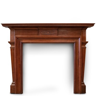 Antique Carved American Walnut Fireplace Surround
