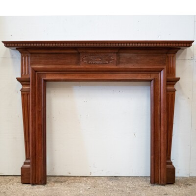 Antique Carved American Walnut Fireplace Surround