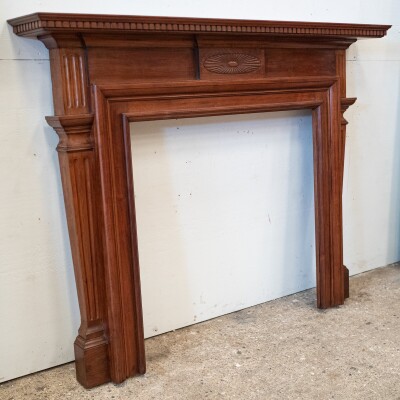 Antique Carved American Walnut Fireplace Surround