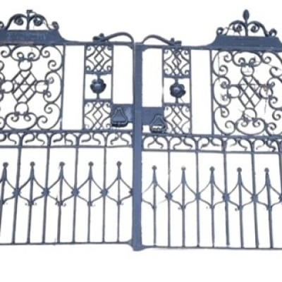 Edwardian ornate heavy wrought iron drive gates c1920