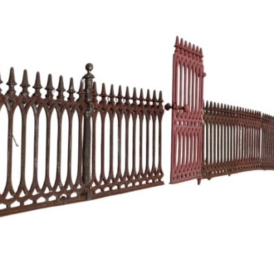 Early Victorian Gothic Spear Top Matching Railings and Gate Cast Iron 