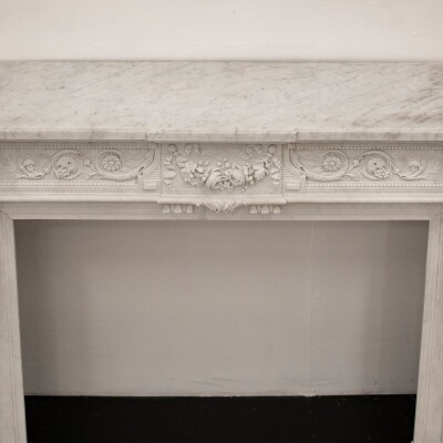 Antique 19th Century Carrara Marble Fireplace