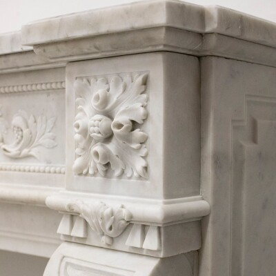 Antique 19th Century Carrara Marble Fireplace