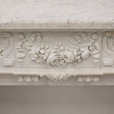 Antique 19th Century Carrara Marble Fireplace