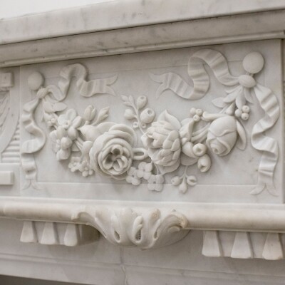 Antique 19th Century Carrara Marble Fireplace