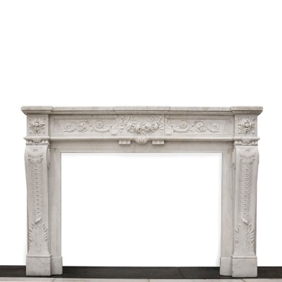 Antique 19th Century Carrara Marble Fireplace