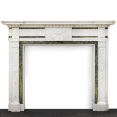 Antique Georgian Chimneypiece with Statuary & Connemara "Irish Green" Marble