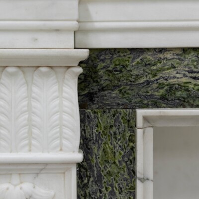 Antique Georgian Chimneypiece with Statuary & Connemara "Irish Green" Marble