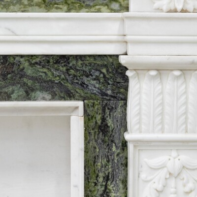 Antique Georgian Chimneypiece with Statuary & Connemara "Irish Green" Marble