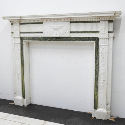 Antique Georgian Chimneypiece with Statuary & Connemara "Irish Green" Marble