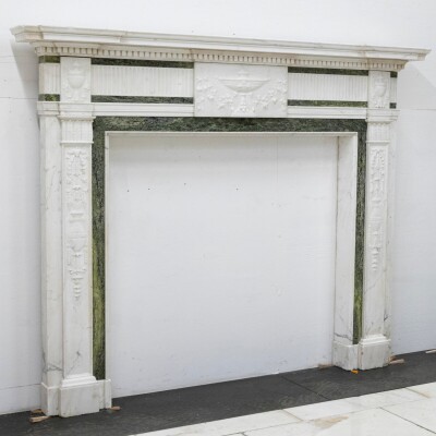 Antique Georgian Chimneypiece with Statuary & Connemara "Irish Green" Marble