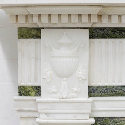 Antique Georgian Chimneypiece with Statuary & Connemara "Irish Green" Marble