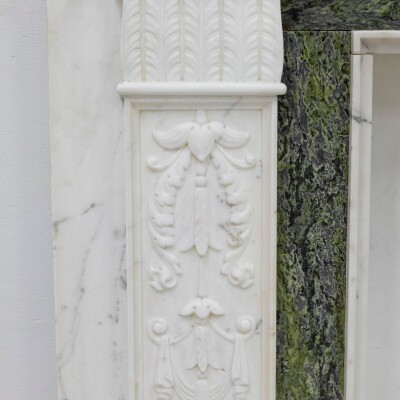 Antique Georgian Chimneypiece with Statuary & Connemara "Irish Green" Marble