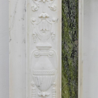 Antique Georgian Chimneypiece with Statuary & Connemara "Irish Green" Marble