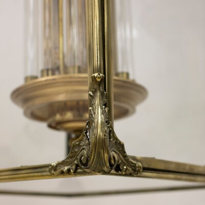 Large English 18th Century Adams Style Polished Brass Hanging Lantern