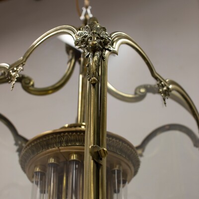 Large English 18th Century Adams Style Polished Brass Hanging Lantern