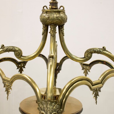 Large English 18th Century Adams Style Polished Brass Hanging Lantern