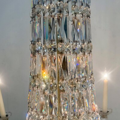 Mid 19th Century Antique Crystal Chandelier By F&C Osler of Tent and Waterfall D