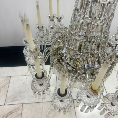 Mid 19th Century Antique Crystal Chandelier By F&C Osler of Tent and Waterfall D