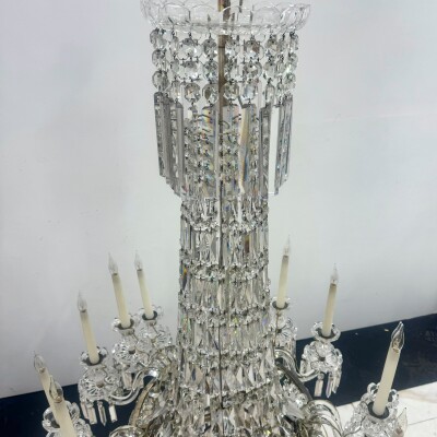 Mid 19th Century Antique Crystal Chandelier By F&C Osler of Tent and Waterfall D