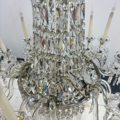 Mid 19th Century Antique Crystal Chandelier By F&C Osler of Tent and Waterfall D