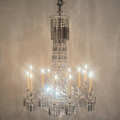 Mid 19th Century Antique Crystal Chandelier By F&C Osler of Tent and Waterfall D