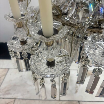 Mid 19th Century Antique Crystal Chandelier By F&C Osler of Tent and Waterfall D