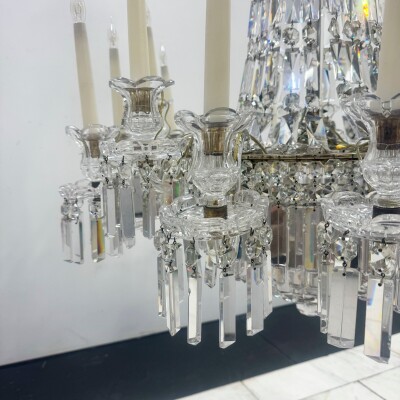 Mid 19th Century Antique Crystal Chandelier By F&C Osler of Tent and Waterfall D