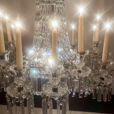 Mid 19th Century Antique Crystal Chandelier By F&C Osler of Tent and Waterfall D