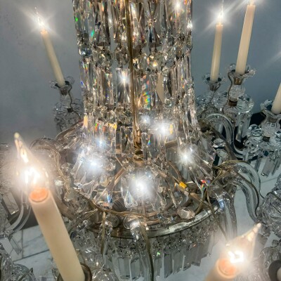 Mid 19th Century Antique Crystal Chandelier By F&C Osler of Tent and Waterfall D