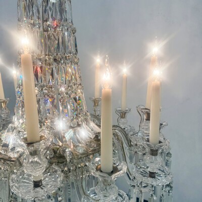 Mid 19th Century Antique Crystal Chandelier By F&C Osler of Tent and Waterfall D