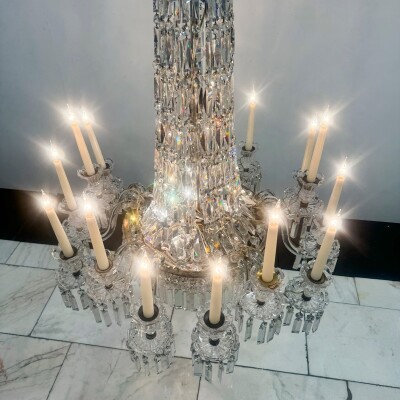 Mid 19th Century Antique Crystal Chandelier By F&C Osler of Tent and Waterfall D