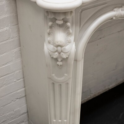 Antique Louis XV Rococo Style 19th Century Marble Fireplace