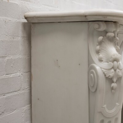 Antique Louis XV Rococo Style 19th Century Marble Fireplace
