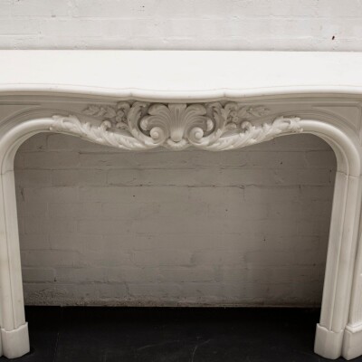 Antique Louis XV Rococo Style 19th Century Marble Fireplace