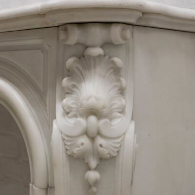 Antique Louis XV Rococo Style 19th Century Marble Fireplace