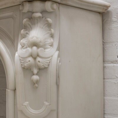 Antique Louis XV Rococo Style 19th Century Marble Fireplace