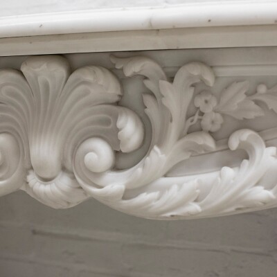 Antique Louis XV Rococo Style 19th Century Marble Fireplace